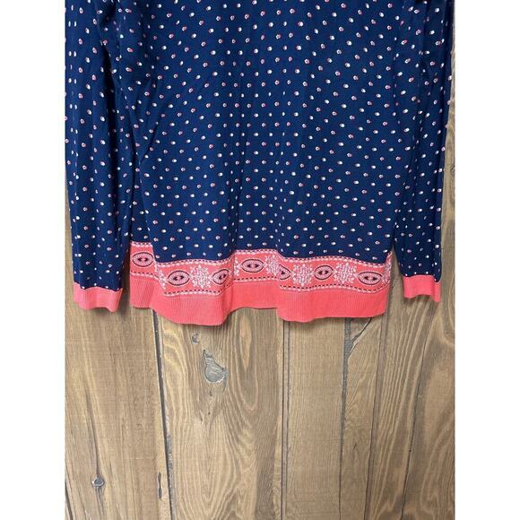 Land’s End Women’s 100% Supima Cotton Ditzy Dot Multimedia Open Front Cardigan - Picture 6 of 6